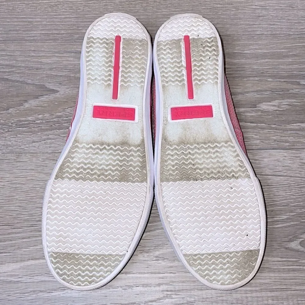 Sperry Top Sider Bahama One Eye Big Girl Sz 5M Pink Sequin Slip On Boat Shoe